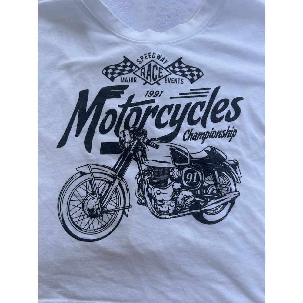 Ladies Sexy Outlaw Motorcycle Tie Back Crop Top Tee XL, Race Speedway - Picture 2 of 4